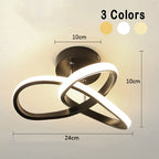 Black clover LED ceiling light diagram with dimensions and light color icons