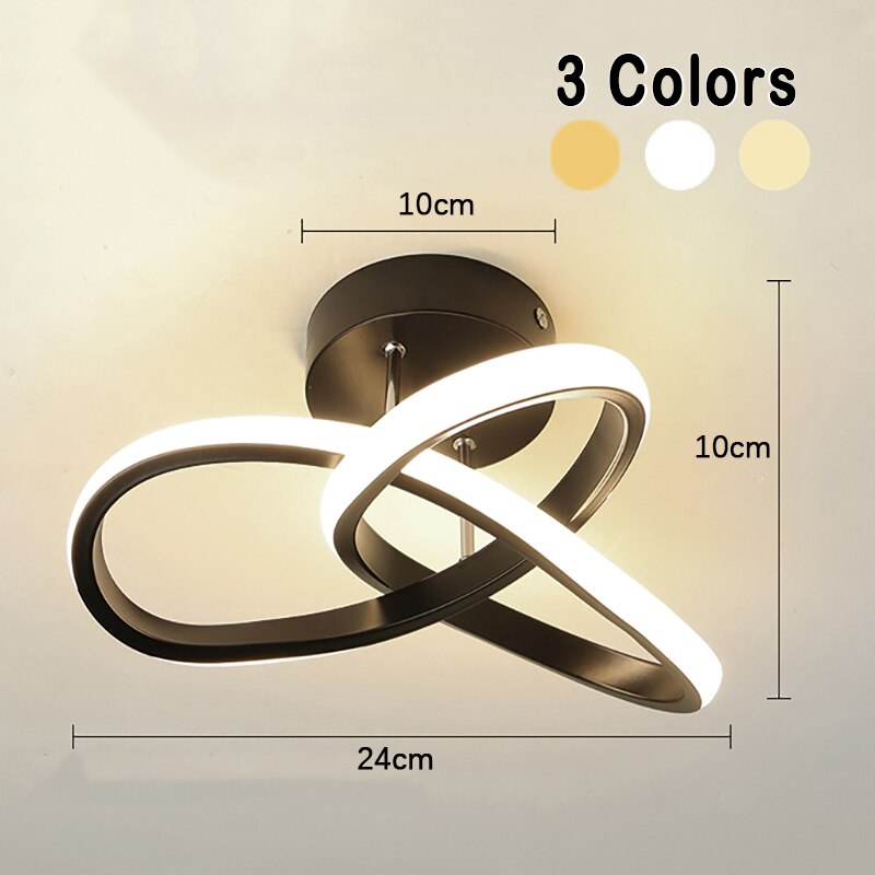 Black clover LED ceiling light diagram with dimensions and light color icons