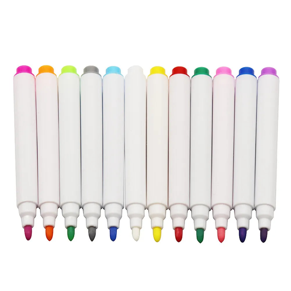 Uncapped colored marker tips for an LED drawing board