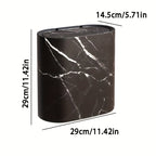 Marble-Look Trash Can | Oval Space-Saving Waste Bin - Trash Can product view 7