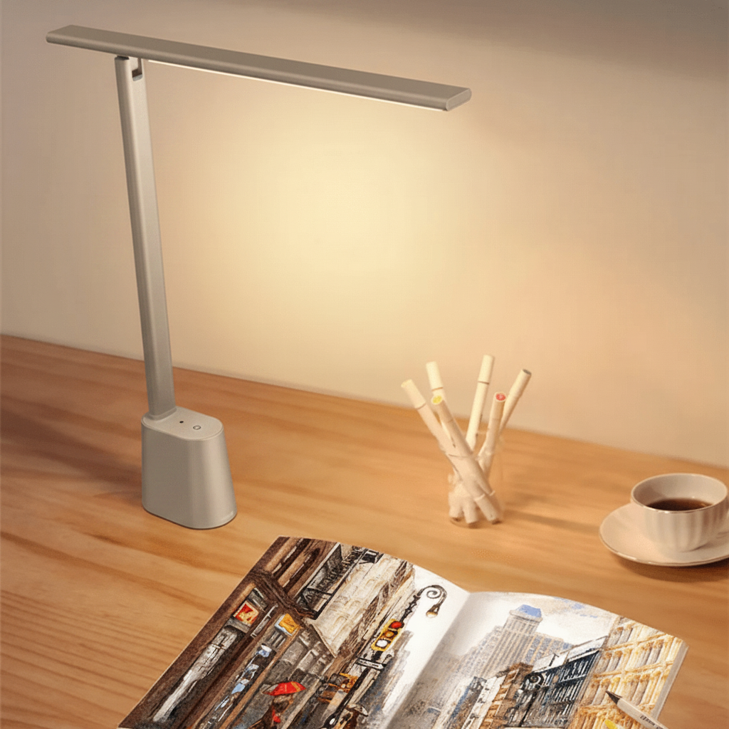 LED Desk Lamp | Foldable Rechargeable Design, Gray or White — product image 3