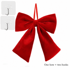 Large Red Velvet Christmas Bow — one red bow with the two included hooks