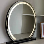 Lighted makeup mirror showing the touch control area in detail.