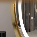 Lighted makeup mirror positioned on a vanity surface for daily use.