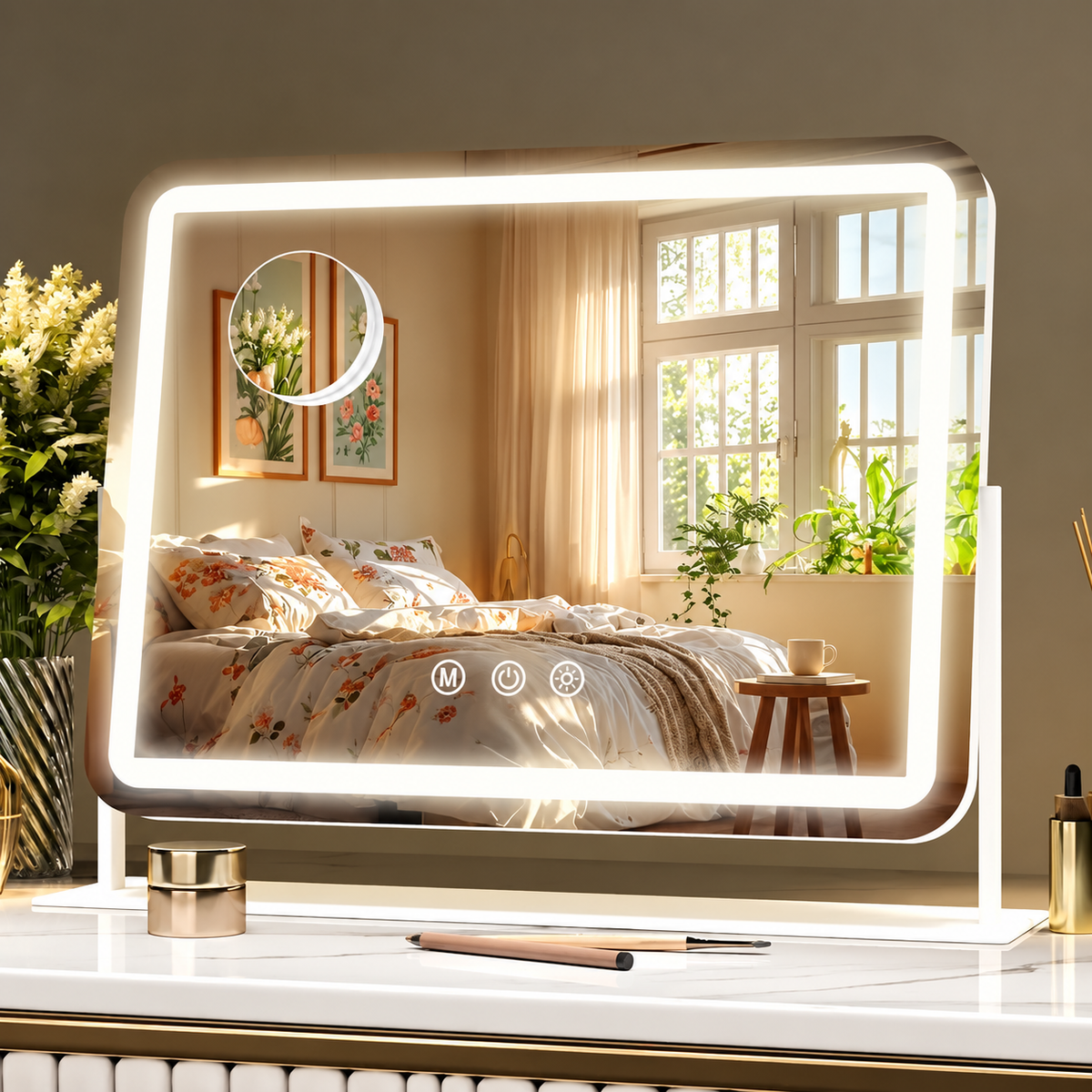 Makeup Mirror White front product view