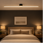 Dimension chart showing five size options for the linear flush mount ceiling light.