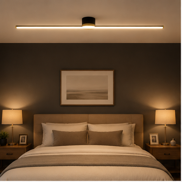 Dimension chart showing five size options for the linear flush mount ceiling light.