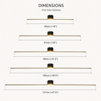 Dimension chart showing five size options for the linear flush mount ceiling light.