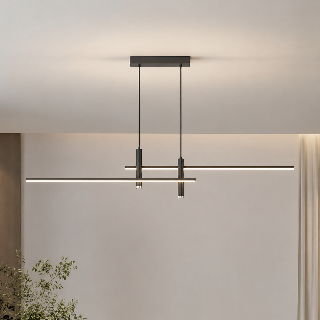 Linear Pendant Light | Dimmable Integrated LED, Metal And Silica Gel, Black – product image 15