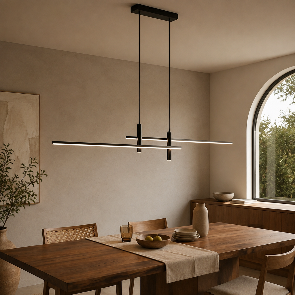 Linear Pendant Light | Dimmable Integrated LED, Metal And Silica Gel, Black – product image 3