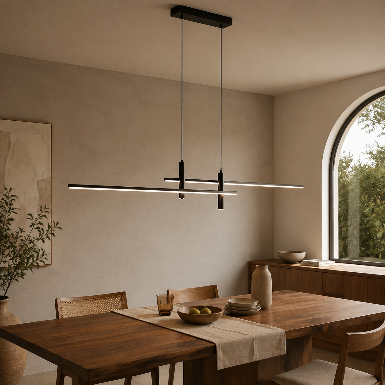 Linear Pendant Light | Dimmable Integrated LED, Metal And Silica Gel, Black – product image 3