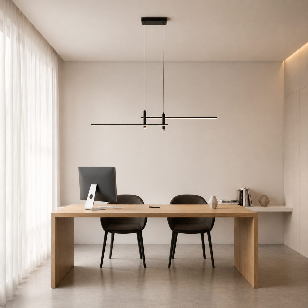 Linear Pendant Light | Dimmable Integrated LED, Metal And Silica Gel, Black – product image 7