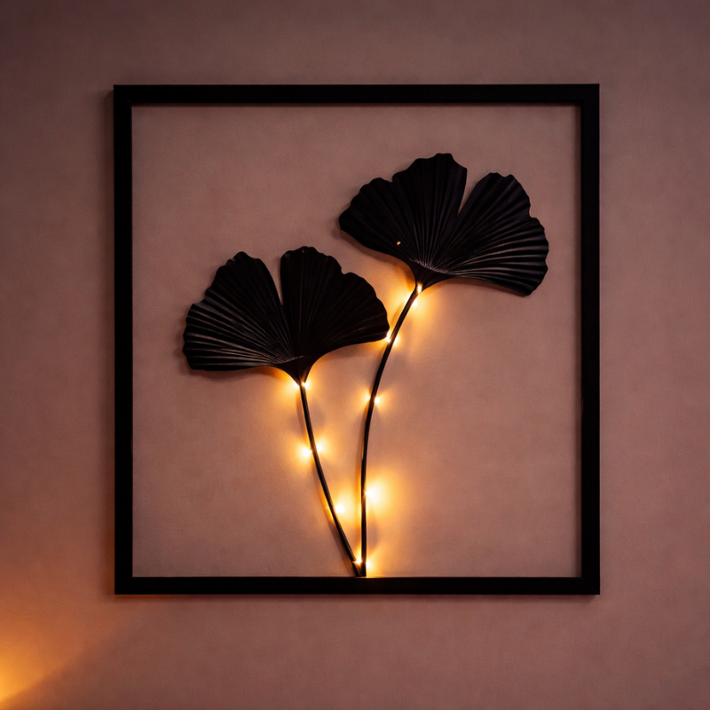 Lumen Leaf Illuminated Frame Set | Warm White LED Botanical Decor image 4