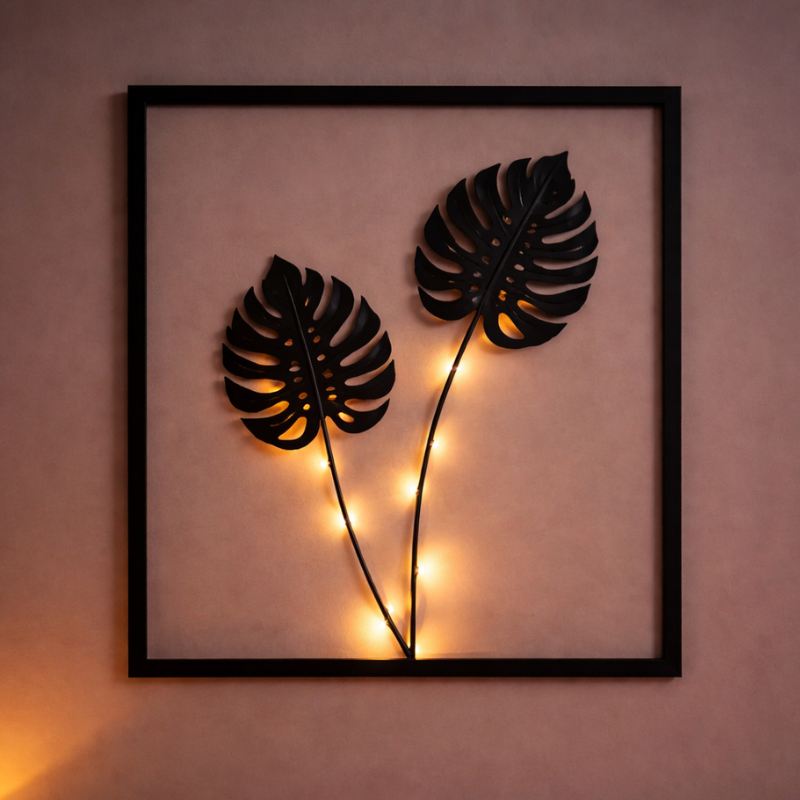 Lumen Leaf Illuminated Frame Set | Warm White LED Botanical Decor image 5