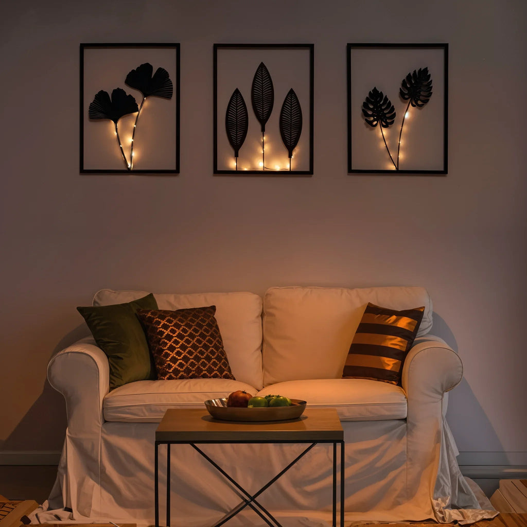Lumen Leaf Illuminated Frame Set | Warm White LED Botanical Decor image 7