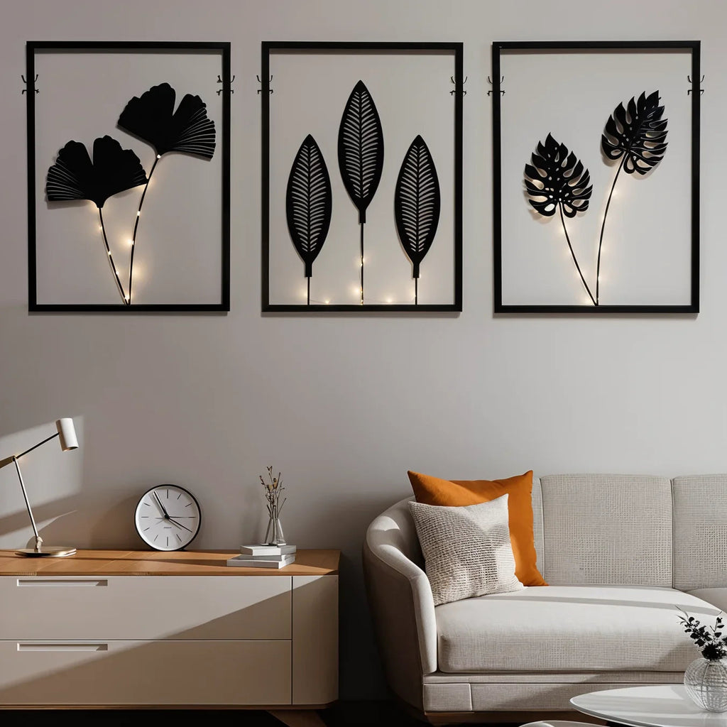Lumen Leaf Illuminated Frame Set | Warm White LED Botanical Decor image 8