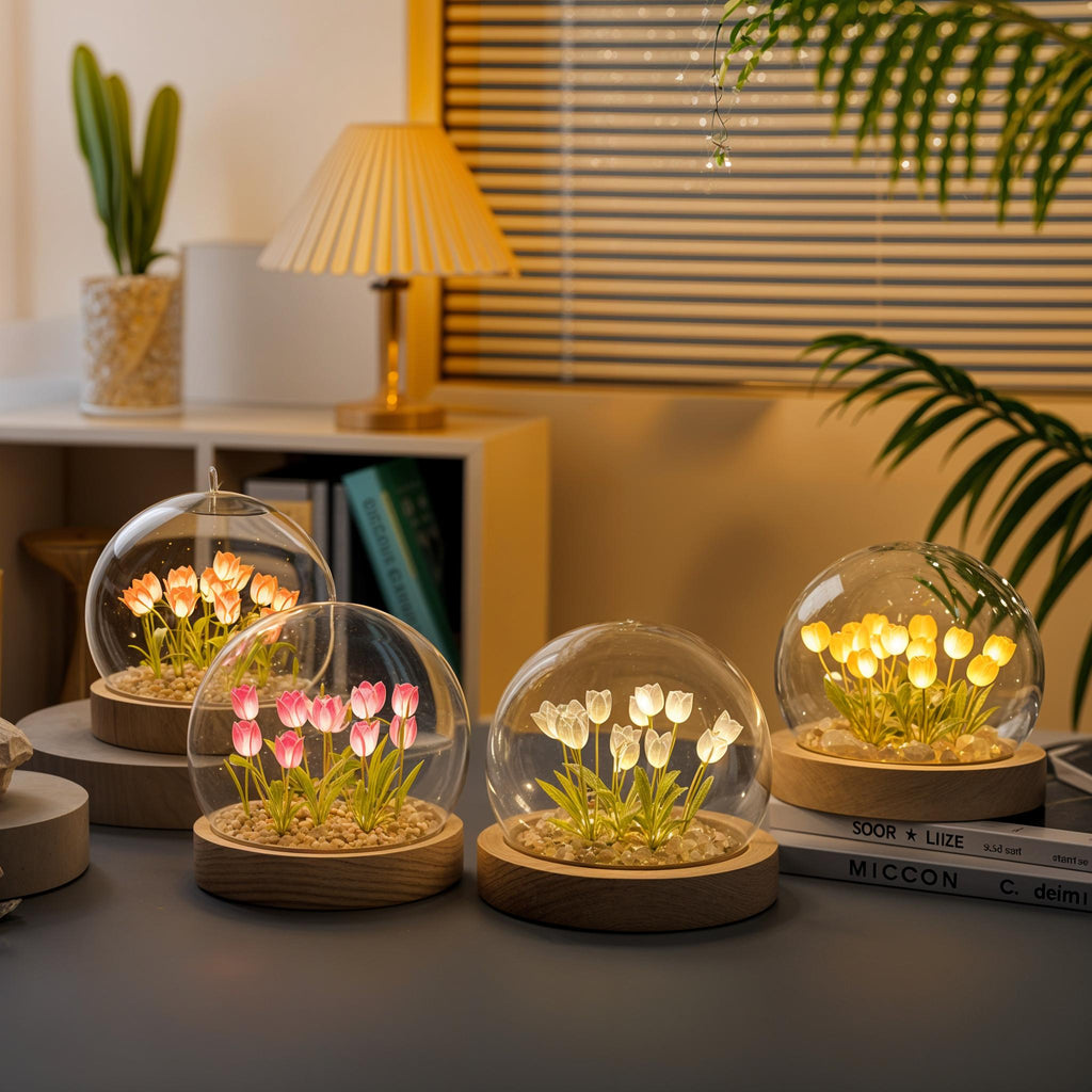 LumiTulip Floral Dome Lamp | Warm White LED DIY Decorative Light Kit image 1