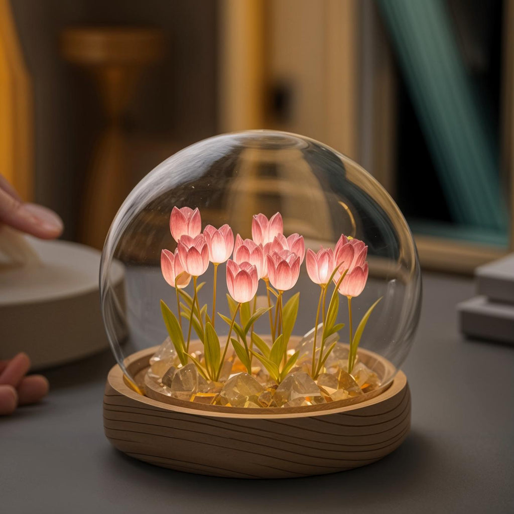 LumiTulip Floral Dome Lamp | Warm White LED DIY Decorative Light Kit image 3