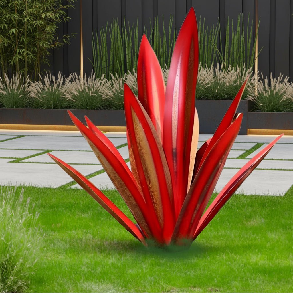 Metal Agave Garden Sculpture | Weather-Ready Construction, Textured Finish, Choice of Color 1