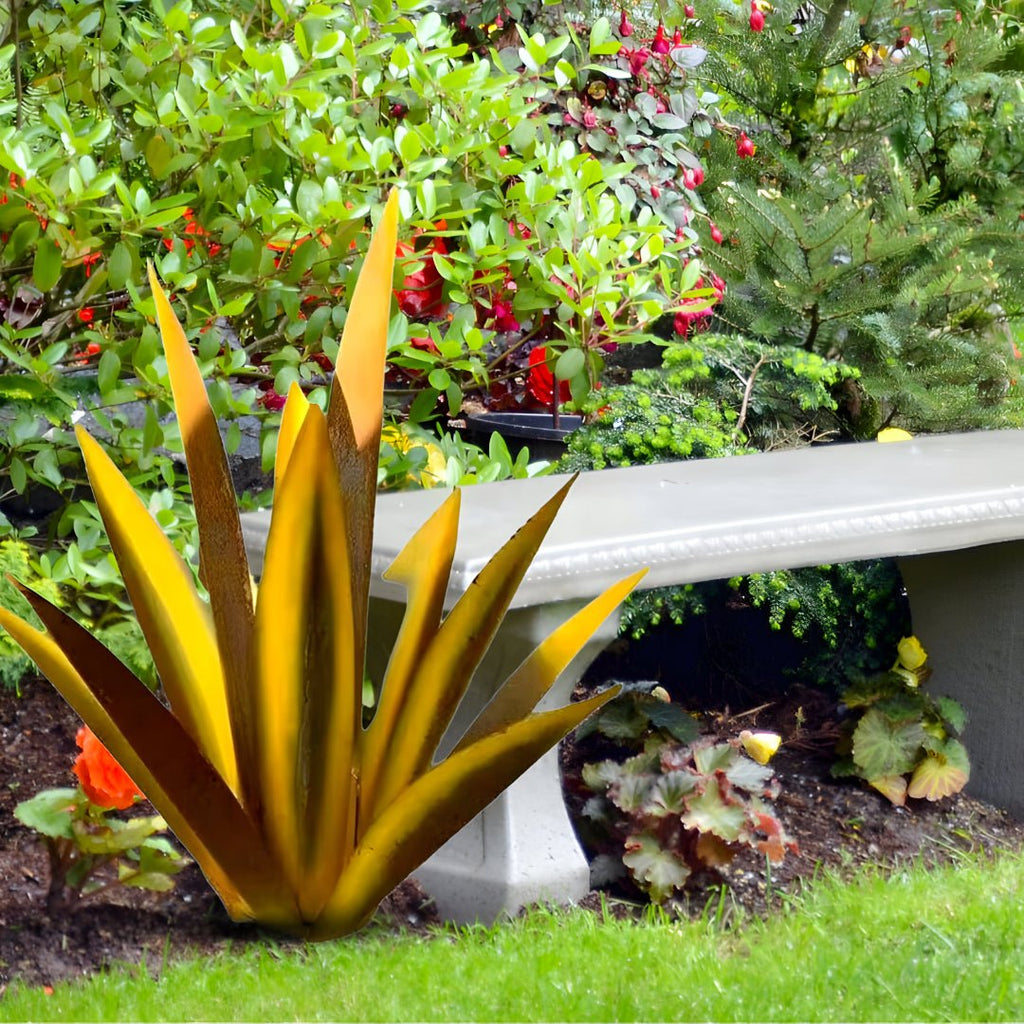 Metal Agave Garden Sculpture | Weather-Ready Construction, Textured Finish, Choice of Color 6