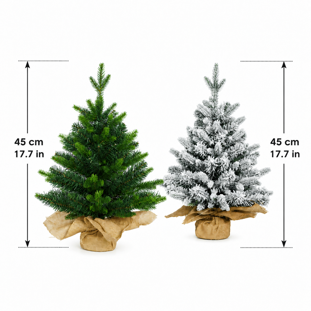 Two artificial Christmas tree finishes with height guide forty five centimeters