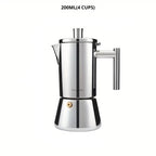 Two hundred milliliter stainless steel moka pot.