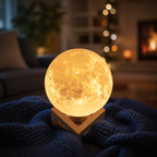 White spherical moon lamp showing realistic crater texture