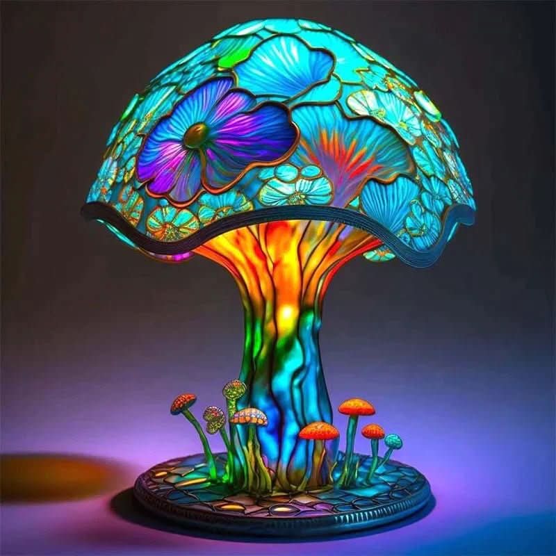 Mosaic Table Lamp | Handcrafted Glass Shade, Warm Ambient Glow, Multicolor — product image 2