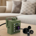Green outdoor WiFi surveillance camera for bird observation, hero view.