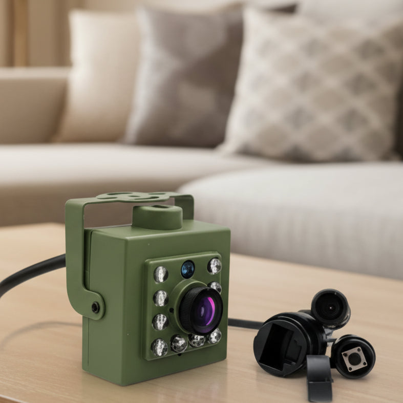 Green outdoor WiFi surveillance camera for bird observation, hero view.