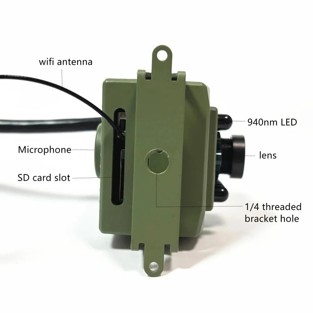 Green outdoor WiFi surveillance camera for bird observation, product detail 3.