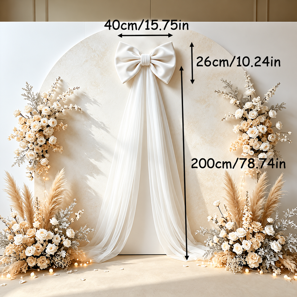 Oversized Christmas Bow — bow and tulle dimension diagram