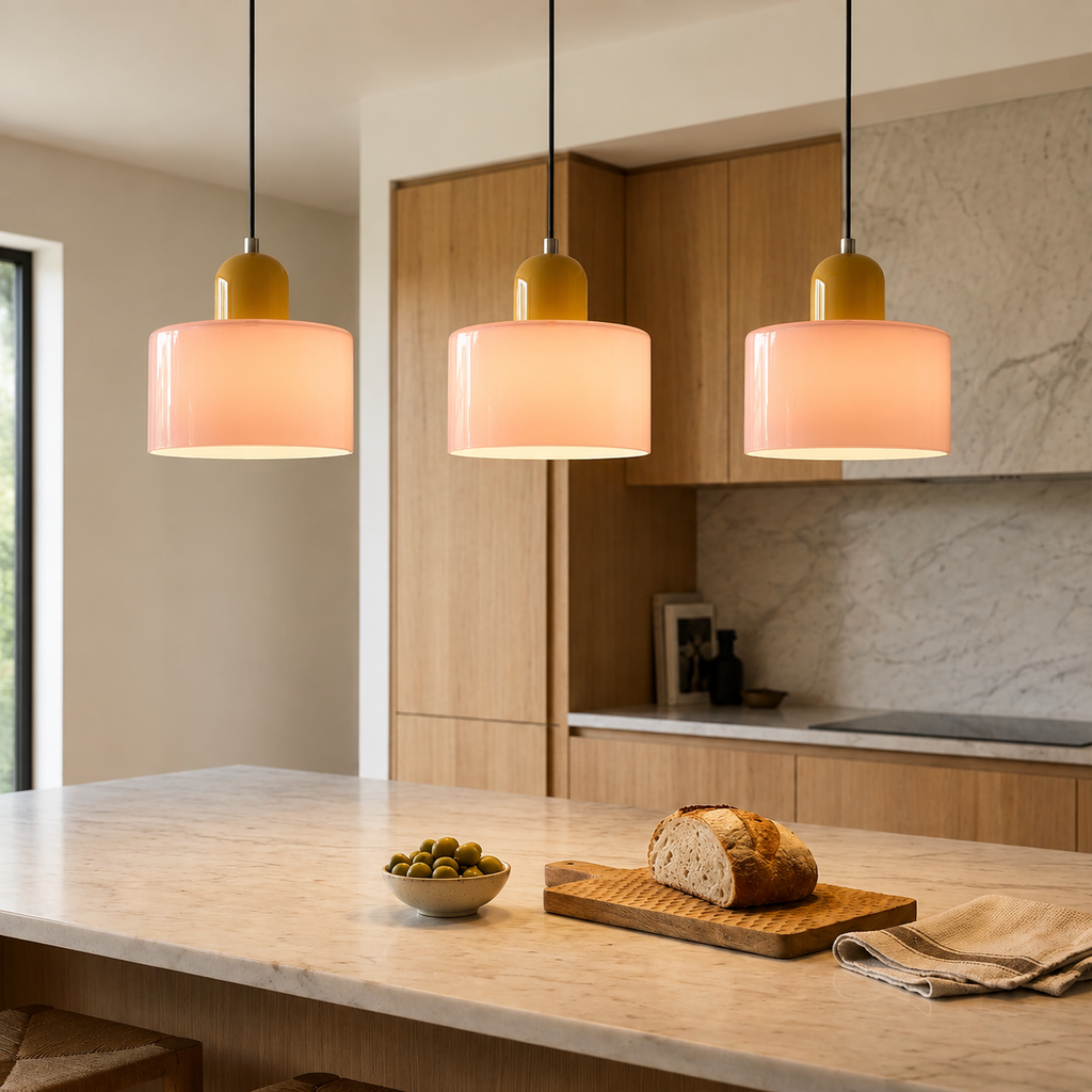 Bauhaus glass pendant light in a contemporary interior, gallery image 15.