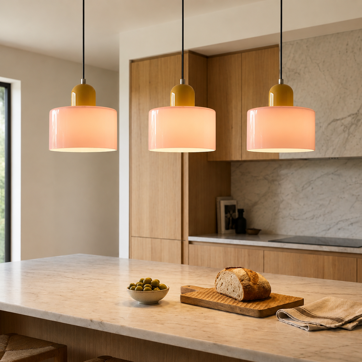 Bauhaus glass pendant light in a contemporary interior, gallery image 15.