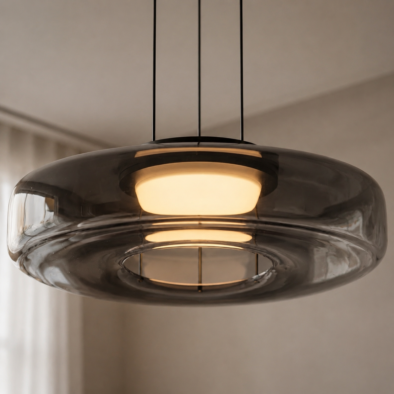 Layered glass LED pendant light, gallery image 12.