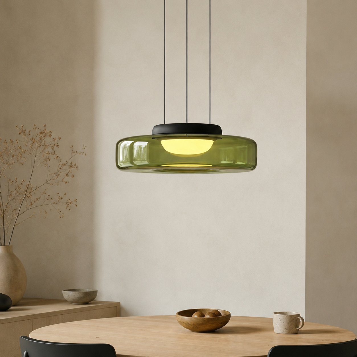 Layered glass LED pendant light, gallery image 13.