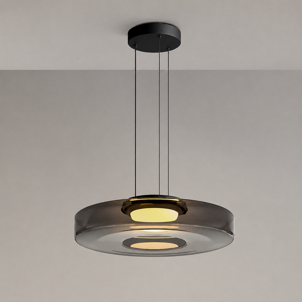 Layered glass LED pendant light, gallery image 15.