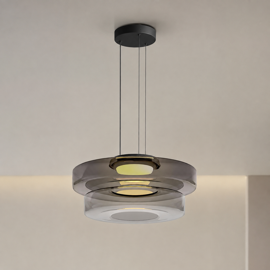 Layered glass LED pendant light, gallery image 19.
