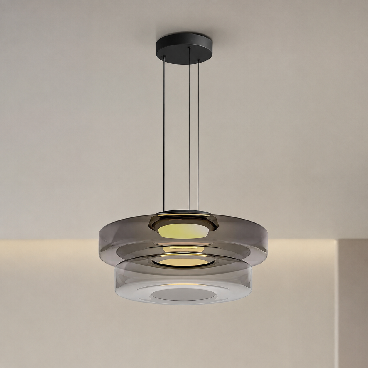 Layered glass LED pendant light, gallery image 19.