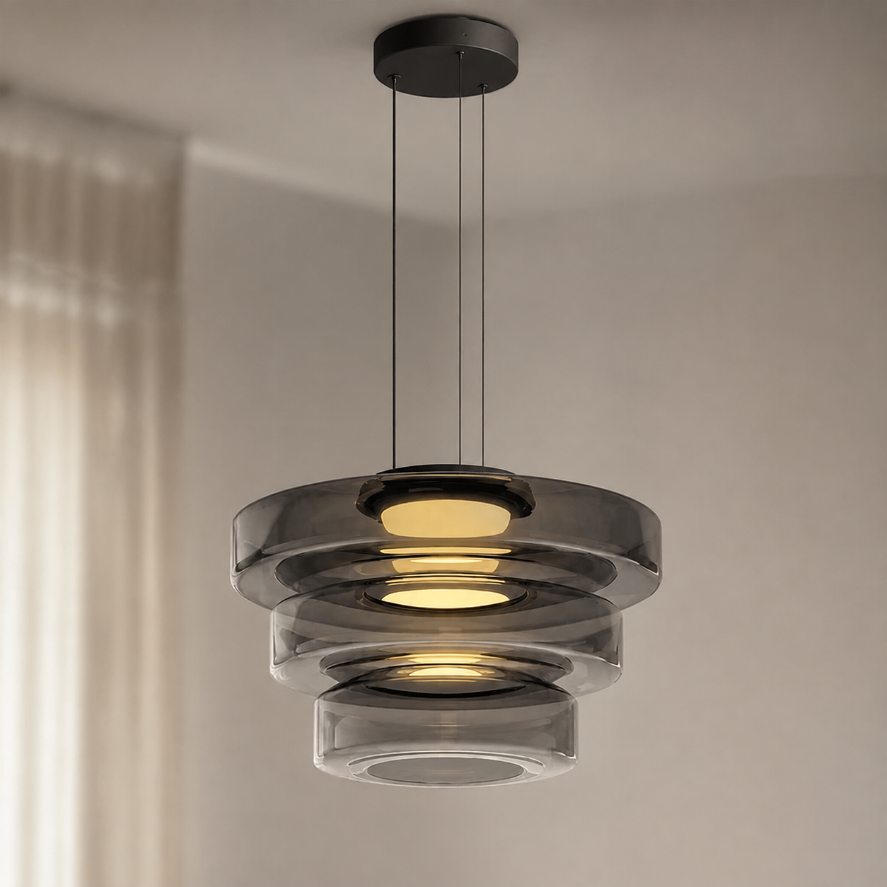 Layered glass LED pendant light, gallery image 20.
