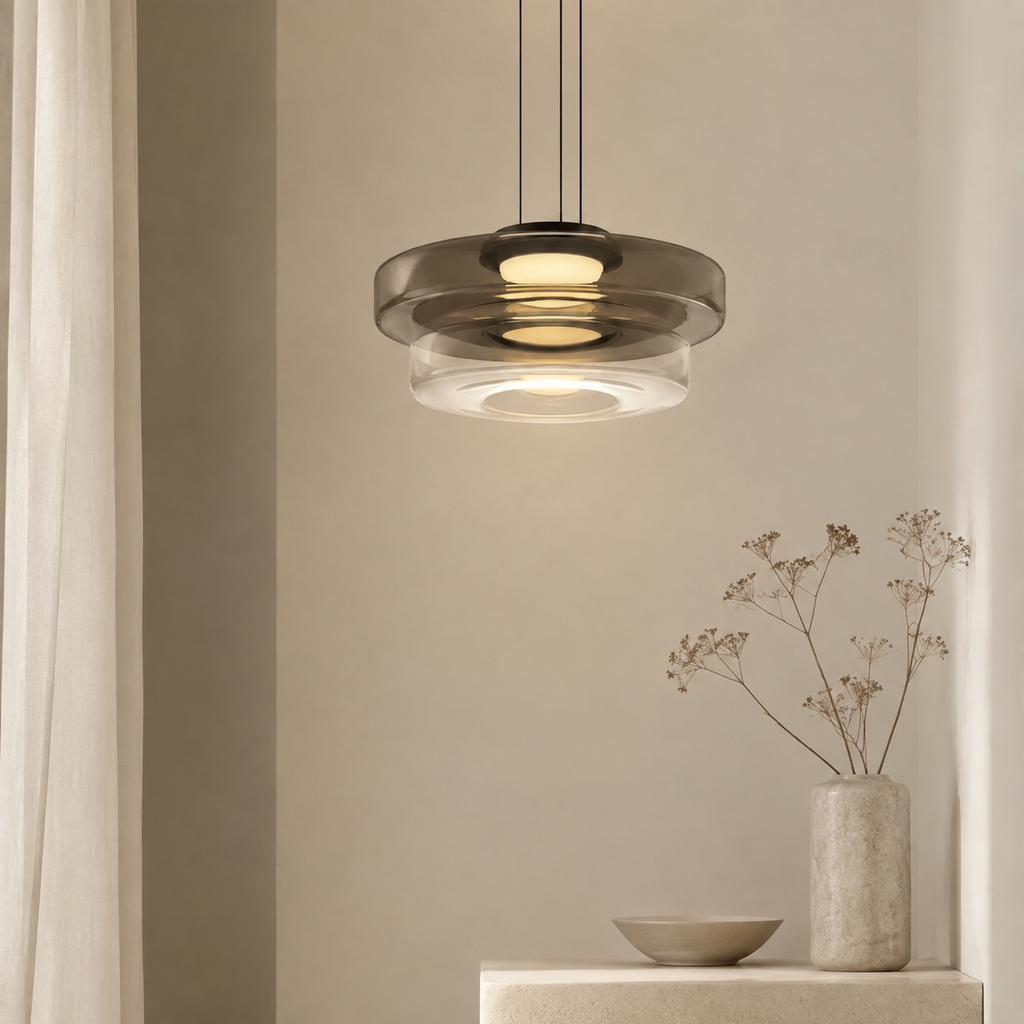 Layered glass LED pendant light, gallery image 21.