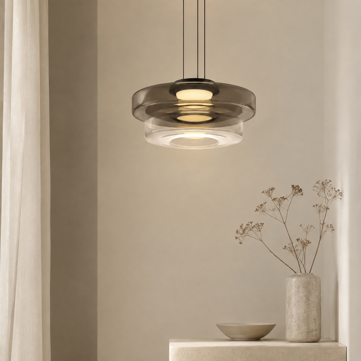 Layered glass LED pendant light, gallery image 21.