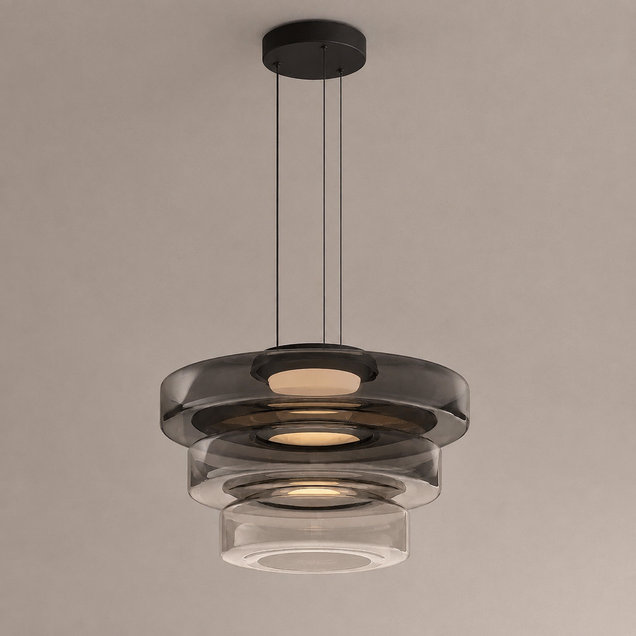 Layered glass LED pendant light, gallery image 23.
