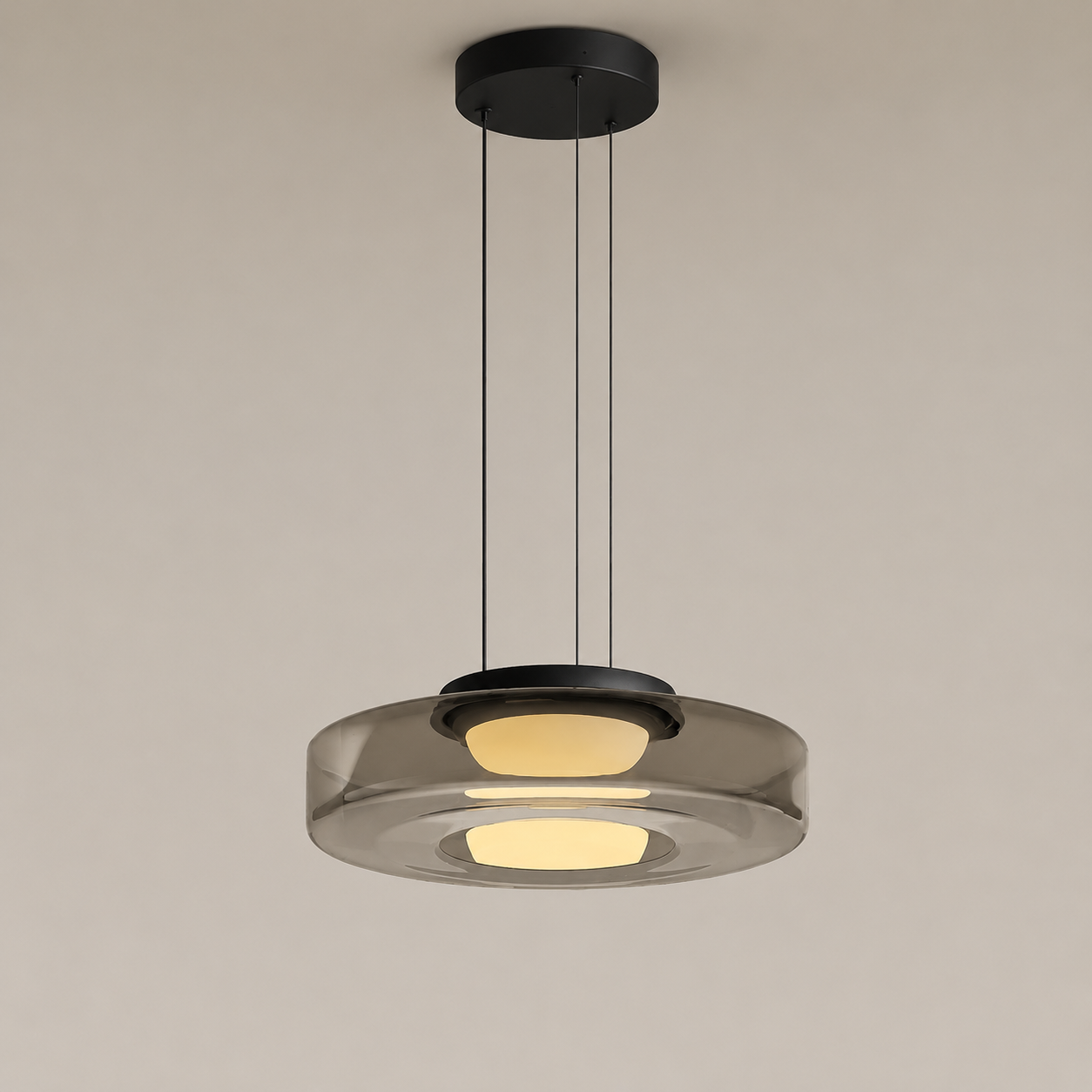 Layered glass LED pendant light, gallery image 24.