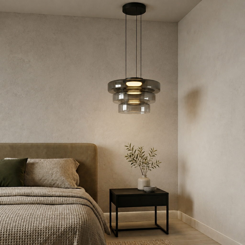 Layered glass LED pendant light, gallery image 27.
