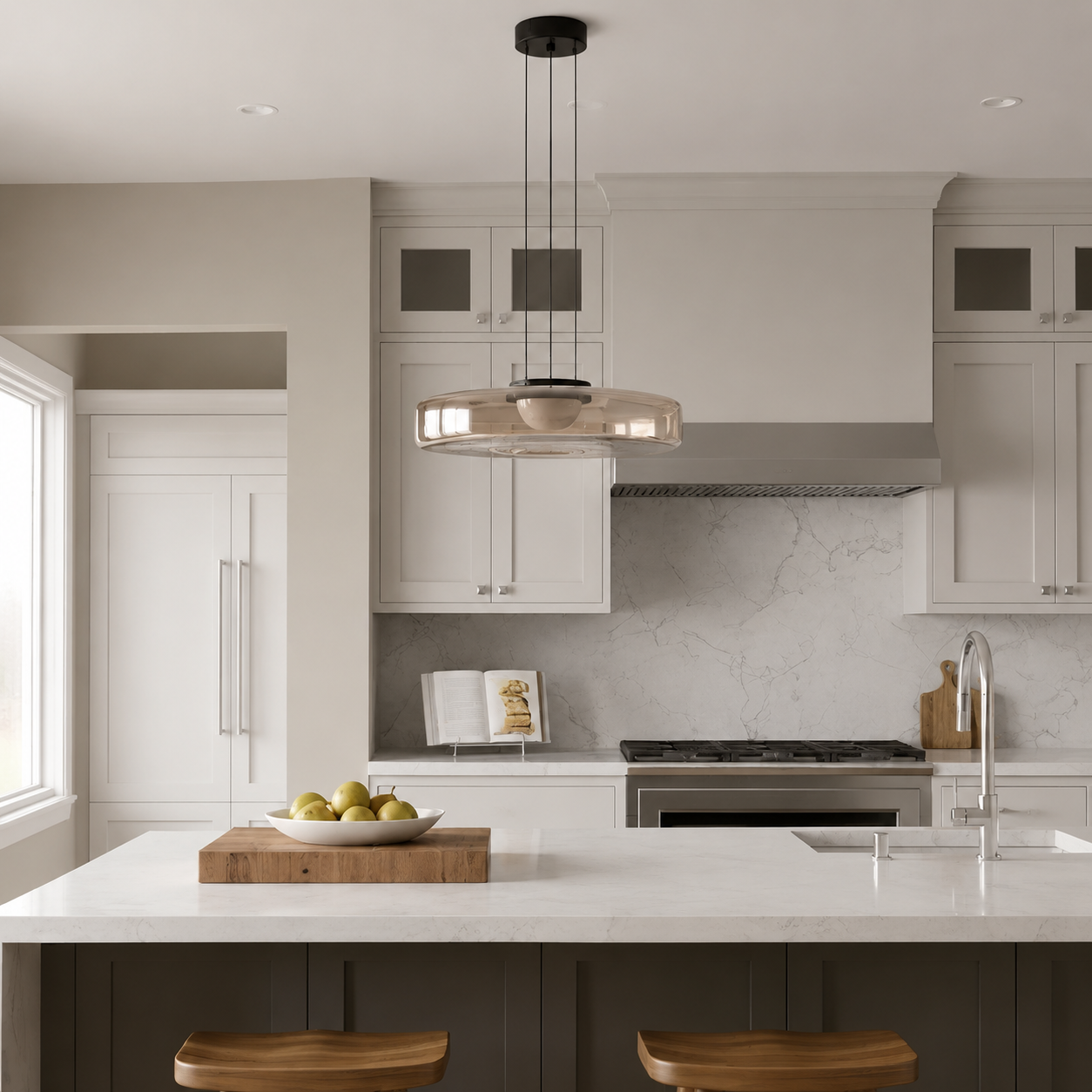 Layered glass LED pendant light, gallery image 2.