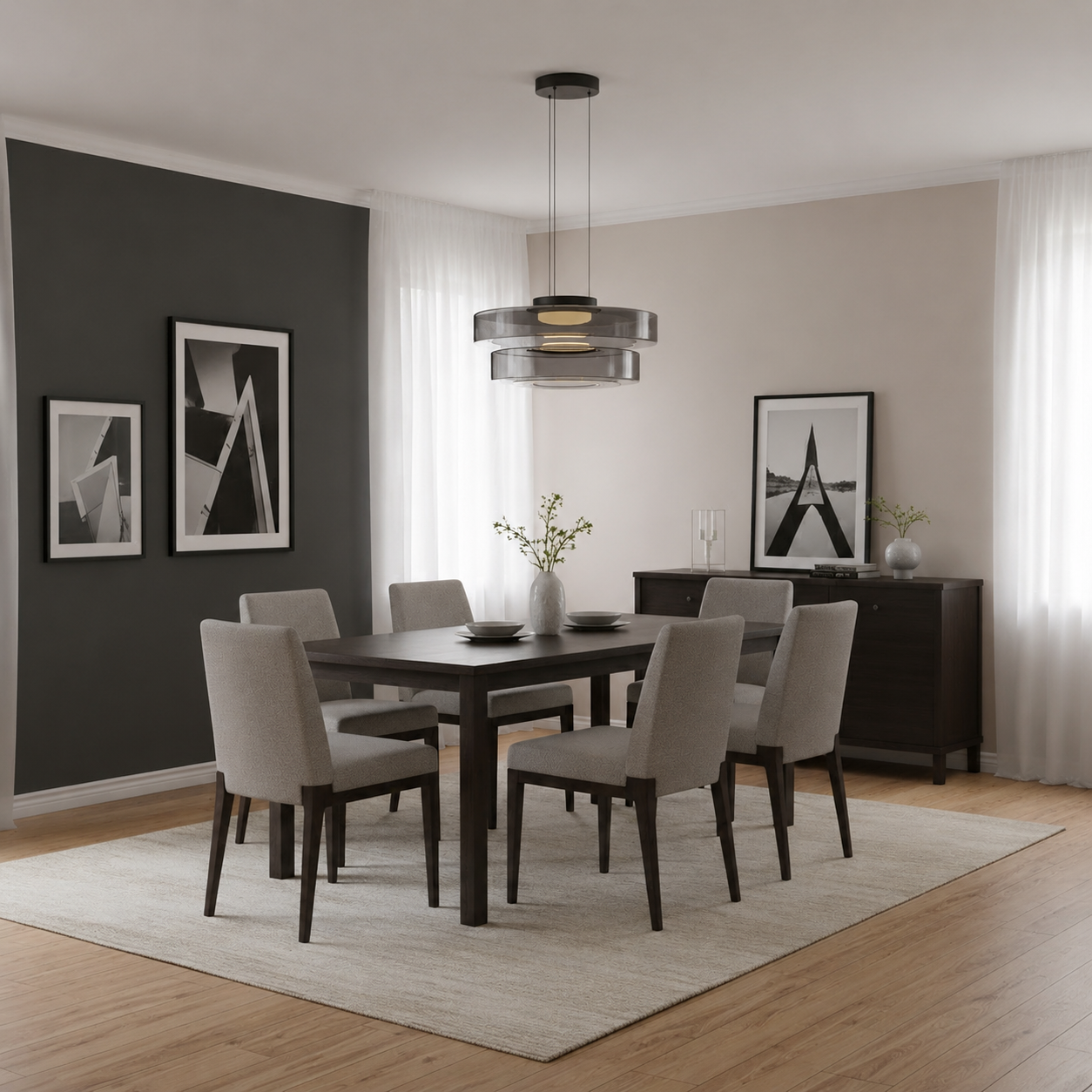 Layered glass LED pendant light, gallery image 6.