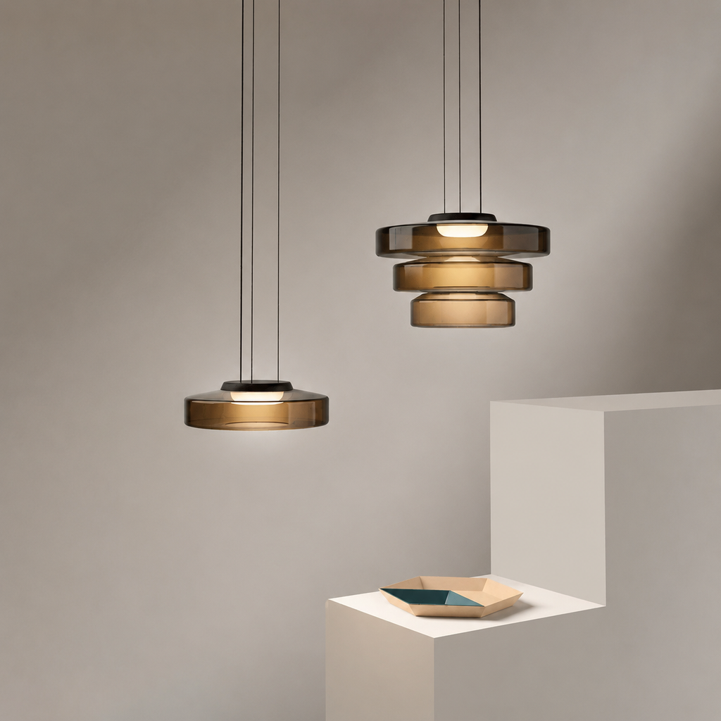 Layered glass LED pendant light, gallery image 7.