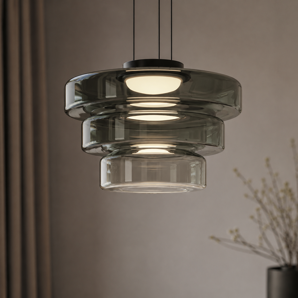 Layered glass LED pendant light, gallery image 9.