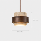 Pendant light shown from the front with dimension lines on a white background.